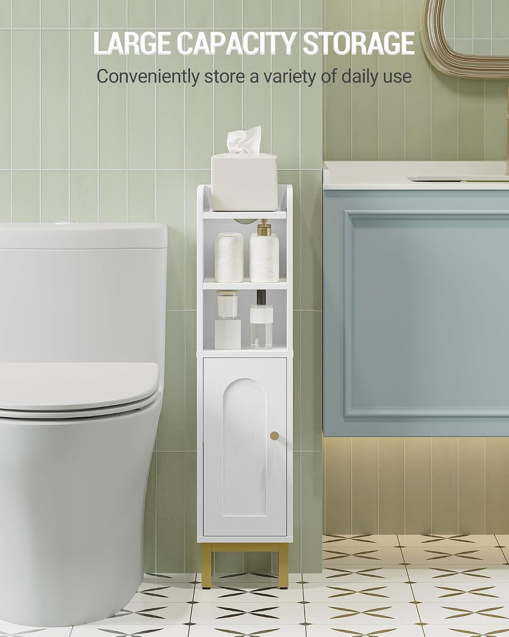 Hzuaneri Bathroom Storage Cabinet, Small Corner Floor Cabinet | Narrow Toilet...