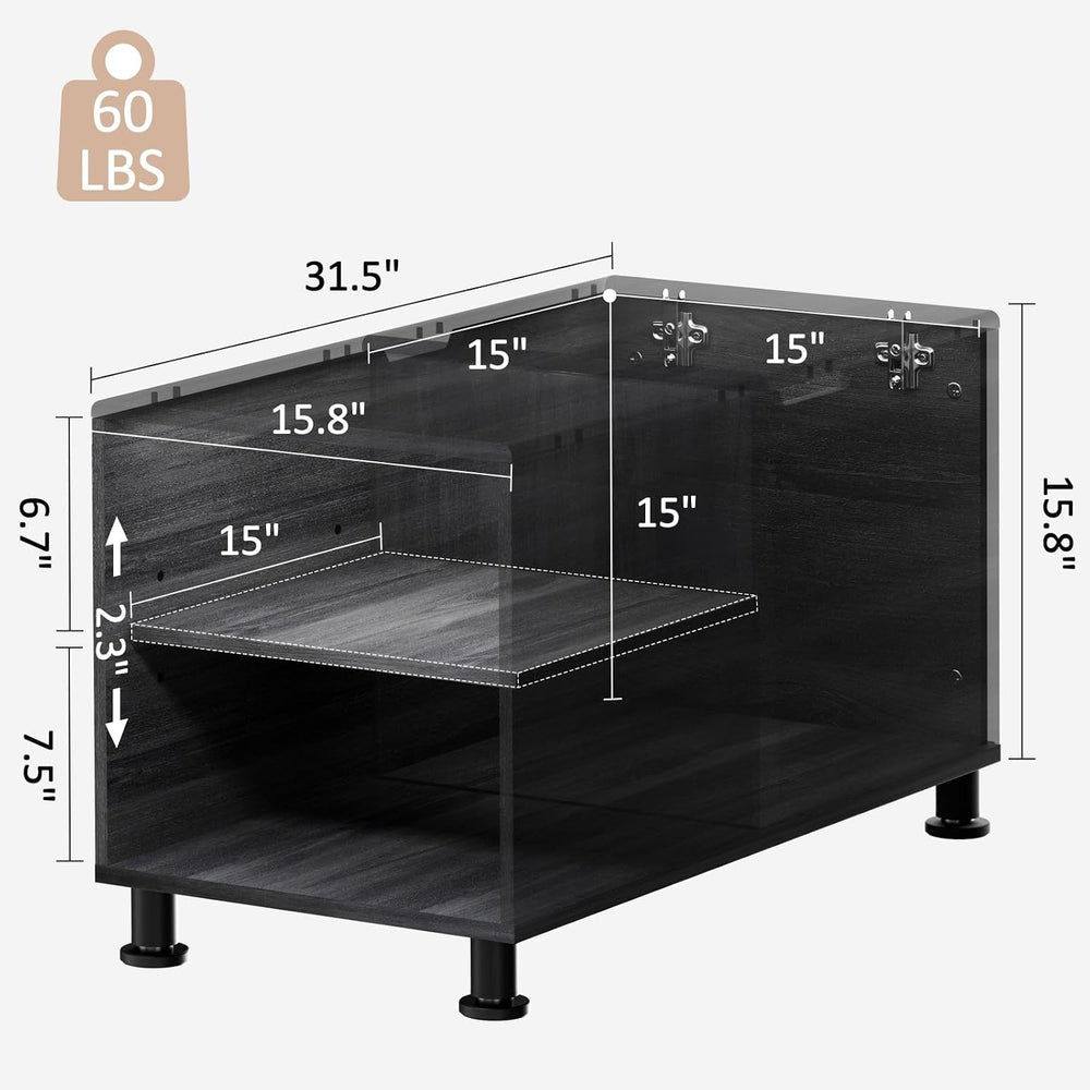 Rreyet End Table with 2 Open Storage Space & 15" Large Cube Storage,...