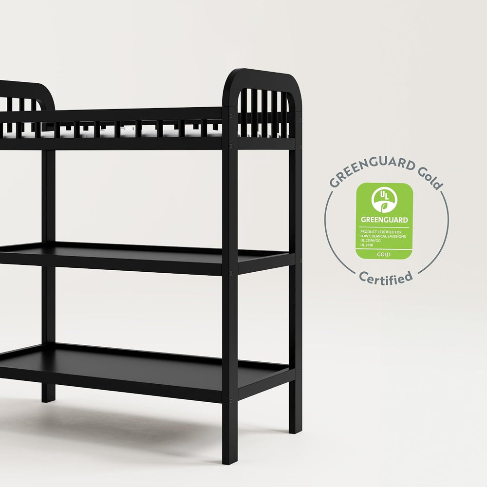 Storkcraft Pasadena Changing Table with Water-Resistant Changing Pad, Black