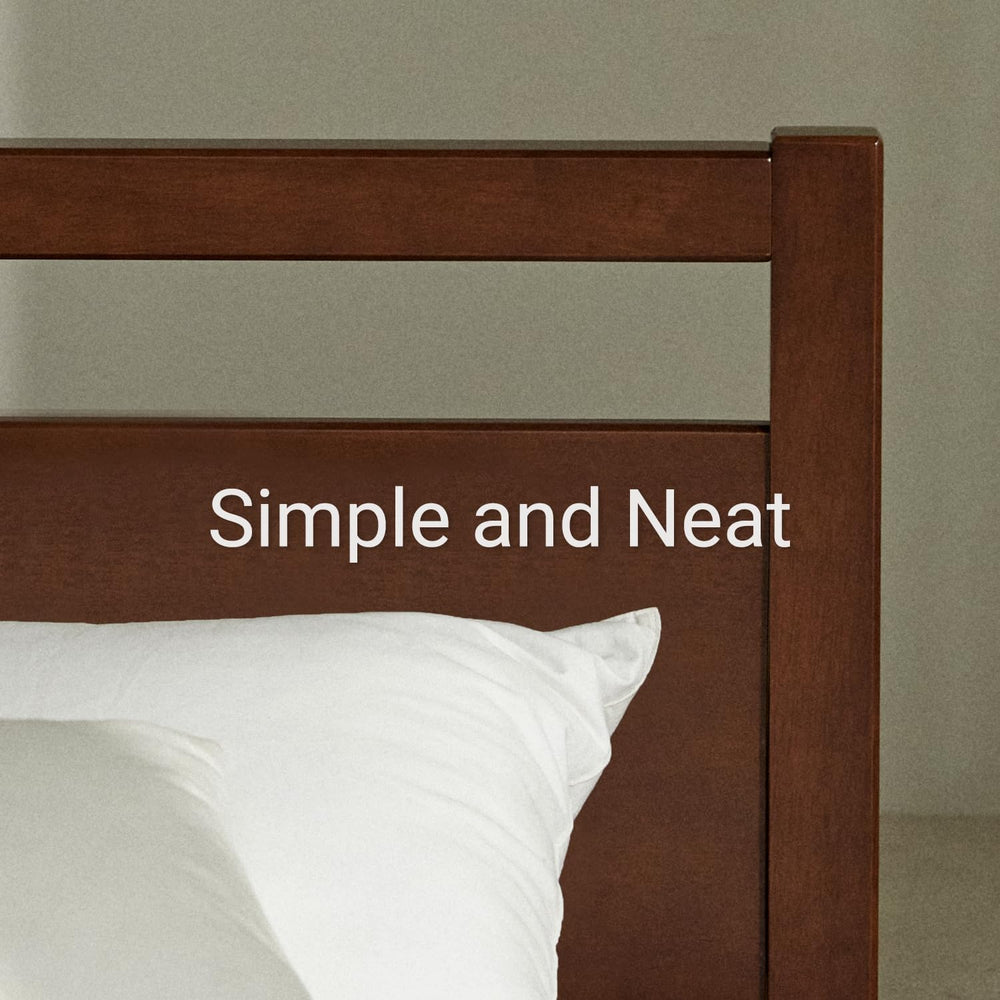 LIFEMENT Signature Wood Platform Bed Frame with Headboard, Essential, Noise F...