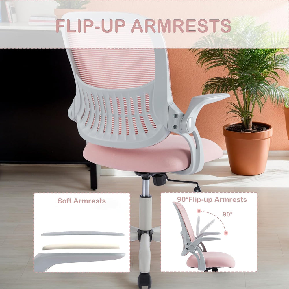 Office Ergonomic Desk Chair, Mesh Comfy Computer Work Chair with Armrests, Ro...
