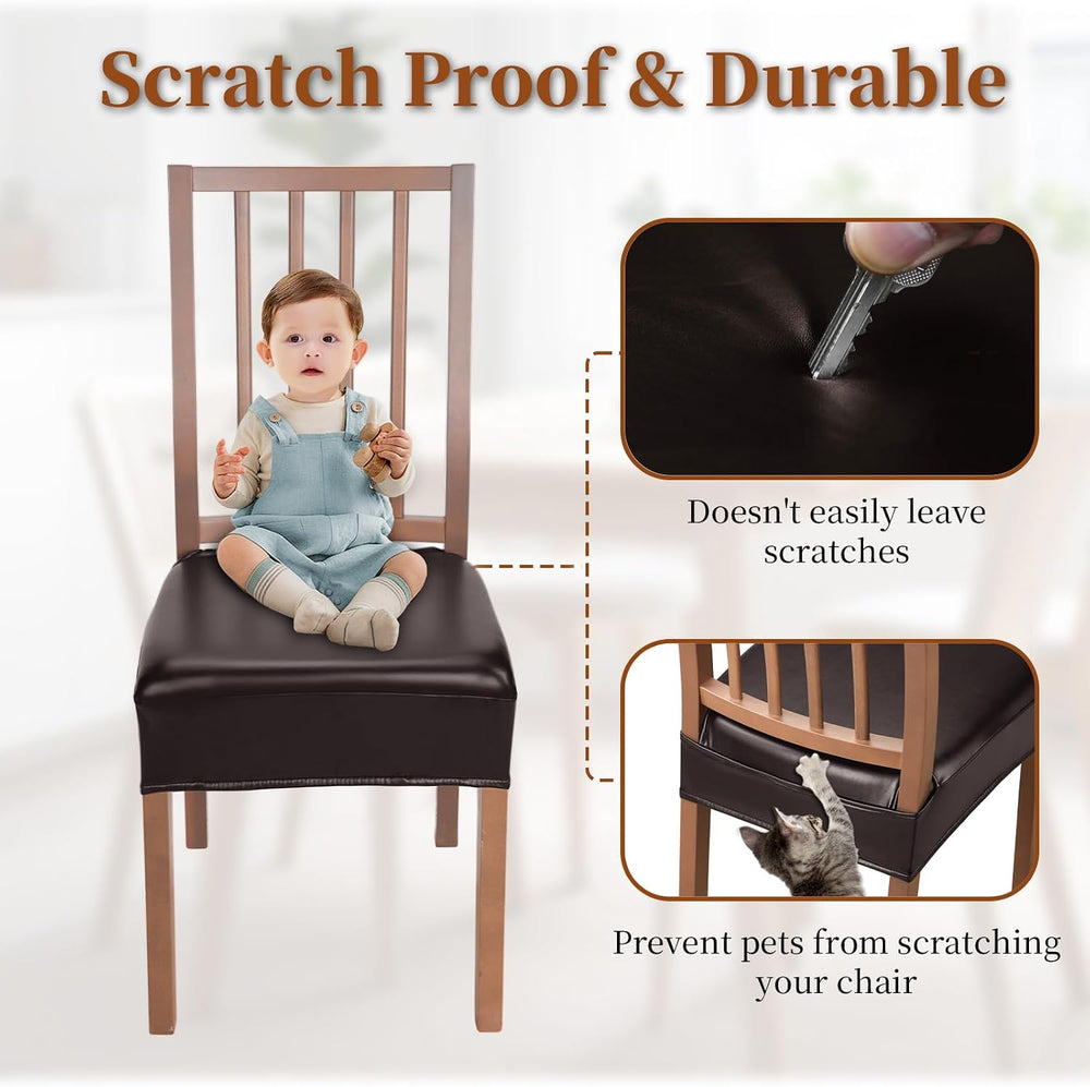 Waterproof Dining Chair Seat Covers Leather Kitchen Seat Covers, Stain Resist...