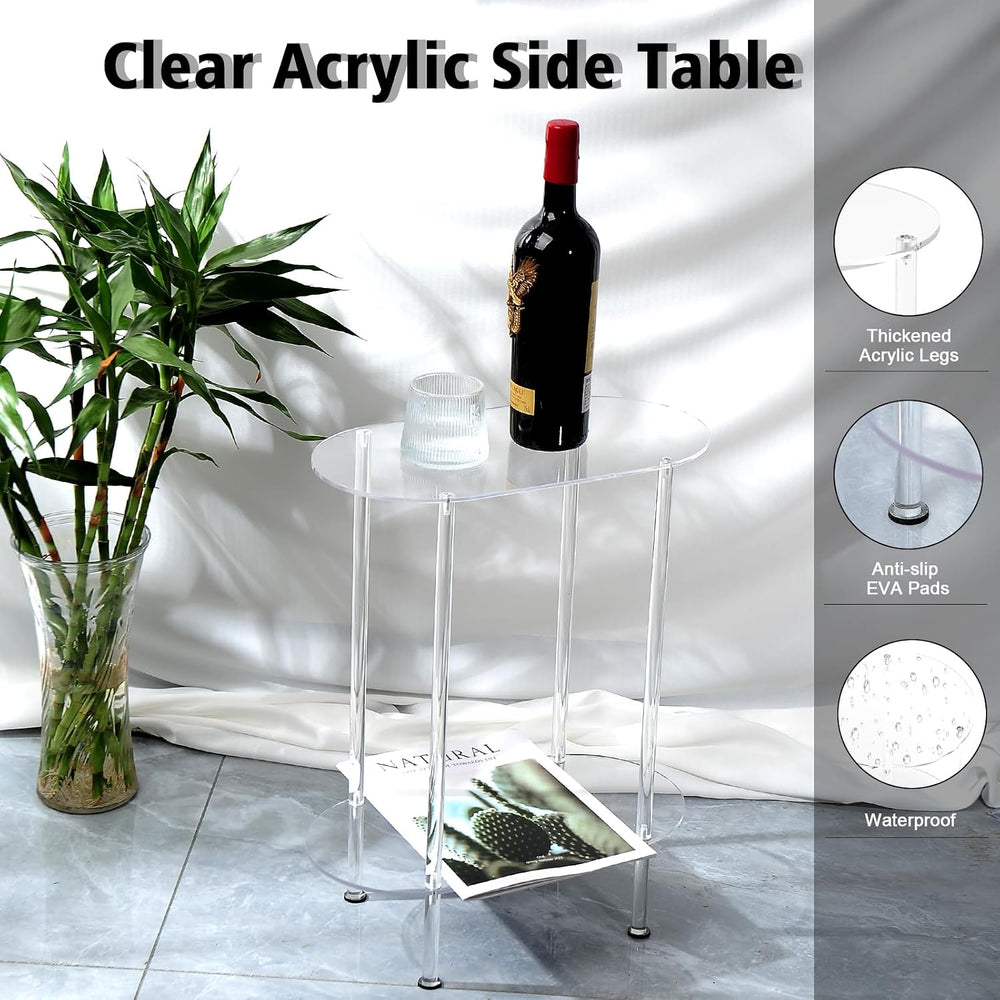 Modern Clear Acrylic Narrow Side Table for Small Spaces, 15.55" L x 7.87...