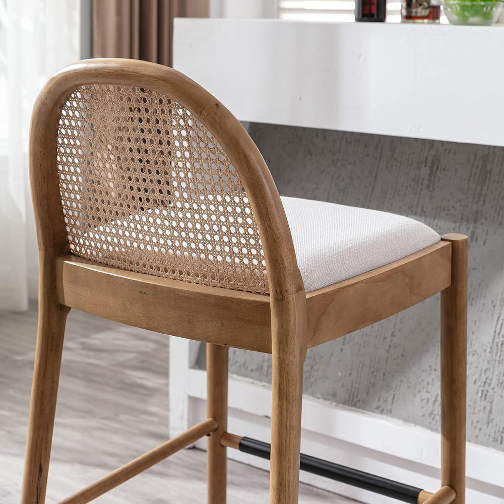 DUOMAY Modern Bar Stools Set of 2, 29 Inches Bar Height Barstools with Rattan...