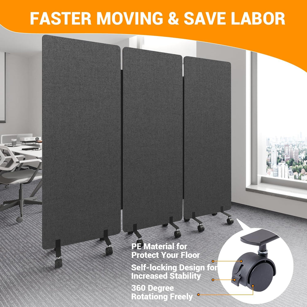 3 Panel Soundproof Room Divider, Portable Acoustic Office Divider