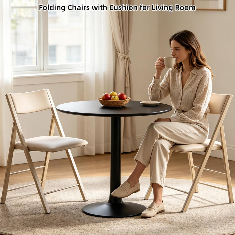 Padded Folding Chairs 2 Pack, 450LBS Heavy Duty Folding Dining Chair, Wood | ...