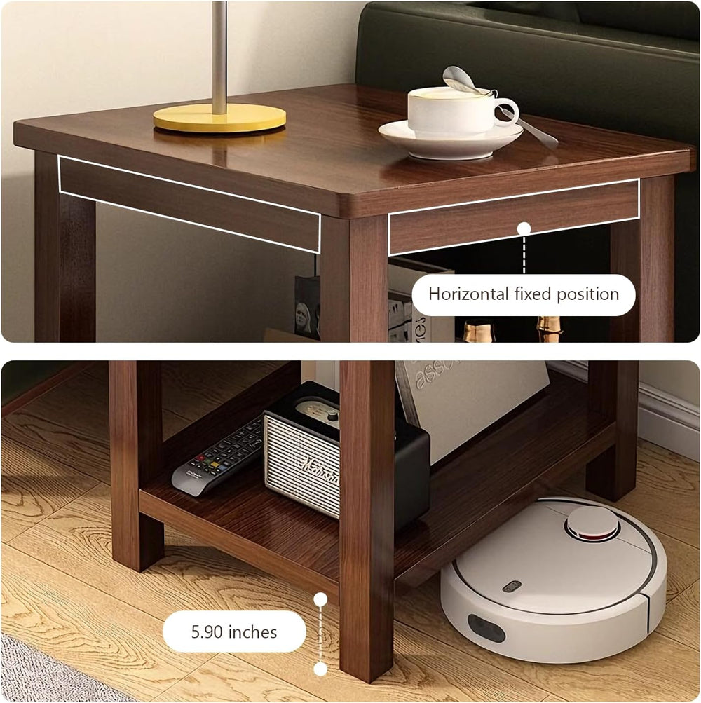 YUNMUARIY-Living Room Side Table,Walnut End Tables,Wood Side Table,Small Squa...