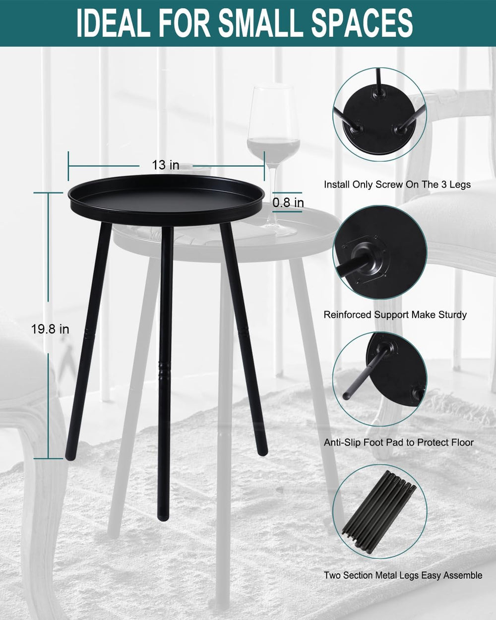 AOJEZOR Side Table: End Table for Any Room - Small Side Tables for Small Spac...