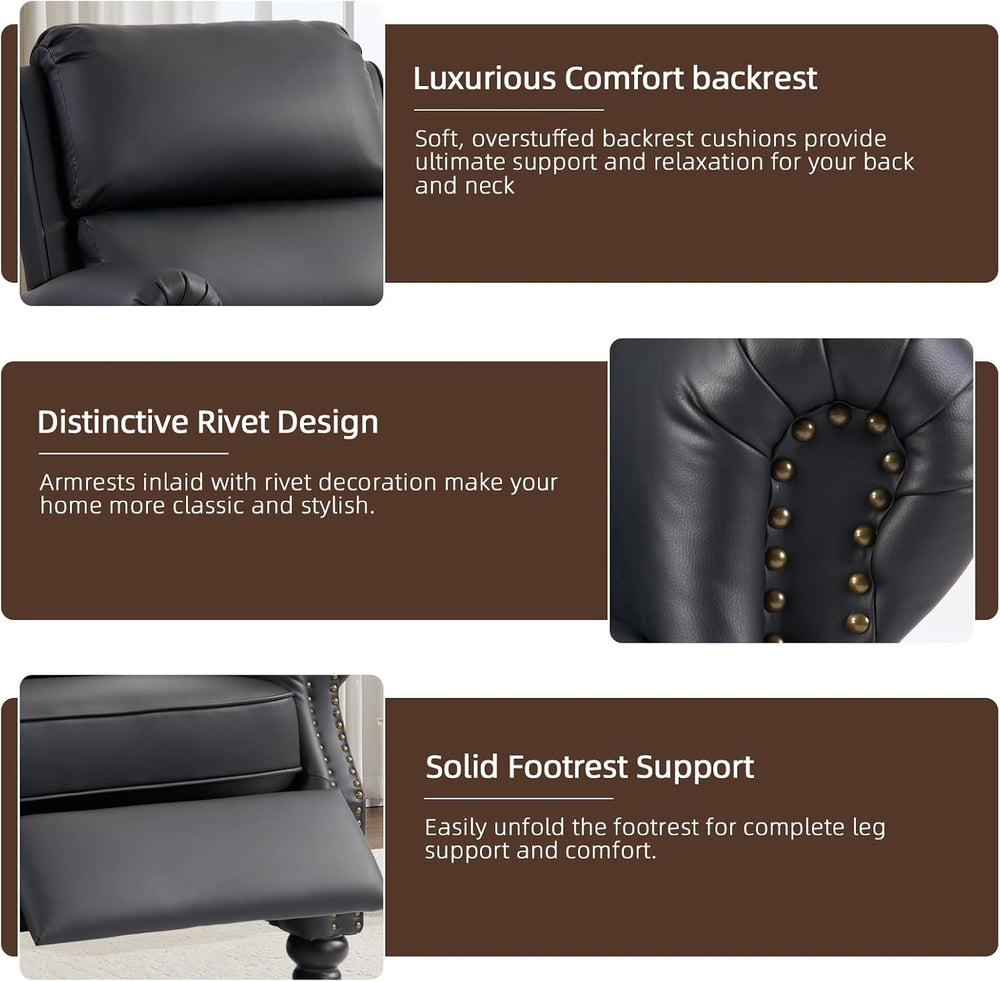 IOMOR Push Back Recliner Chair, Set of 2 PU Leather Lounge Armchair Home Thea...