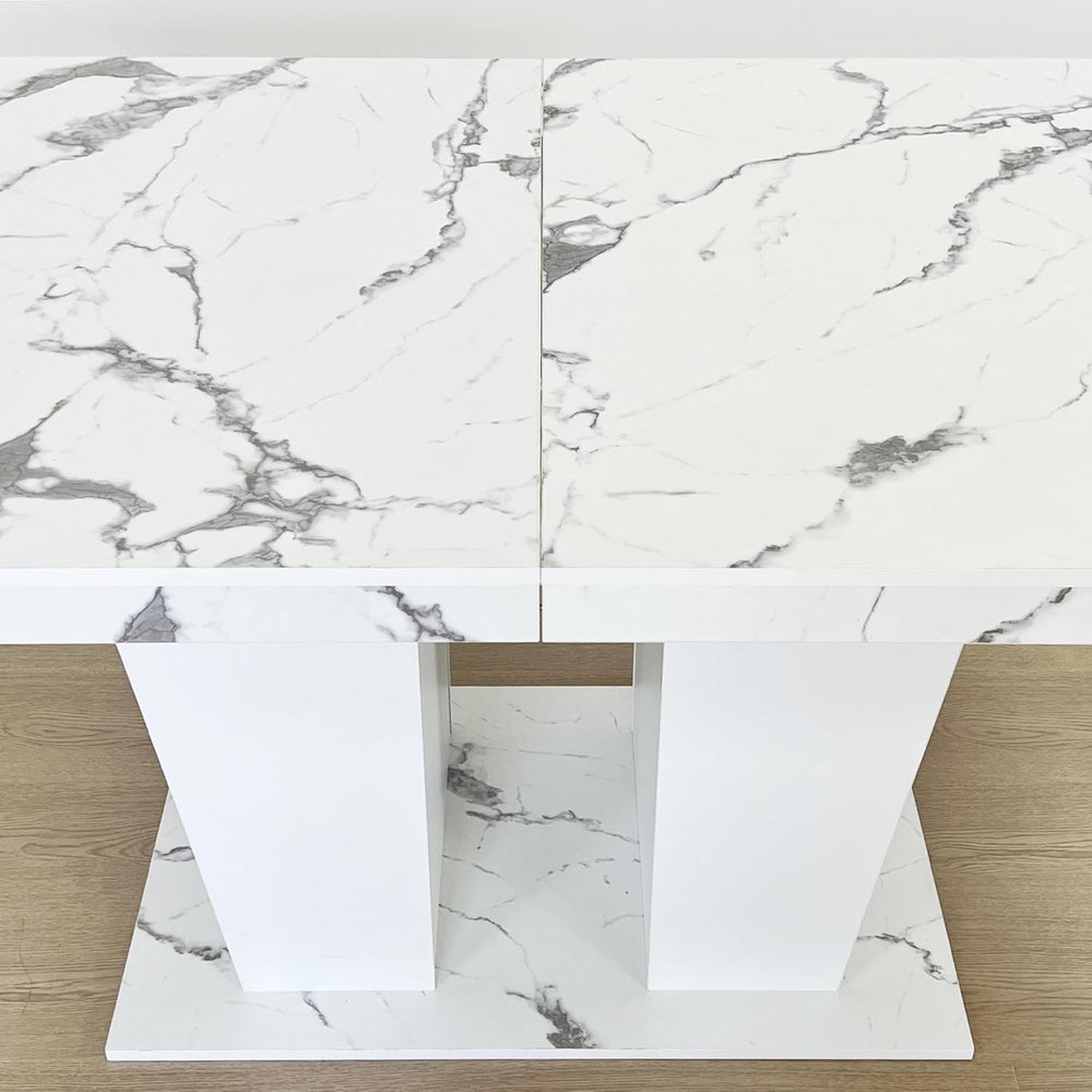 78.74" Extendable Dining Room Table for 6-10 Modern Faux Marble Wooden E...