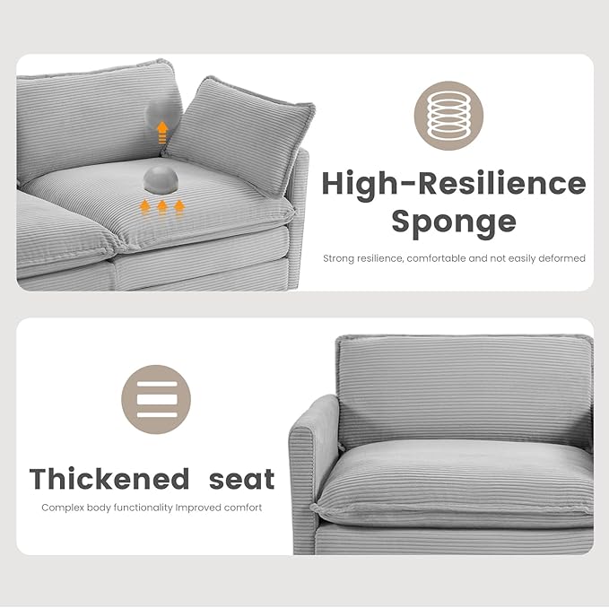 ROWHY Oversized Modular Sectional Sofa with Movable Ottoman, 112 Inch 4 Seat ...