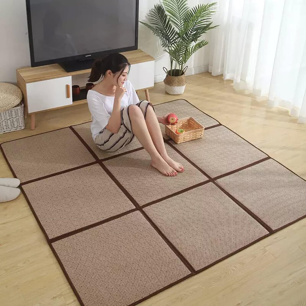 MYOYAY Large Japanese Tatami Mat 71x 71in Large Summer Breathable Sleeping Ma...
