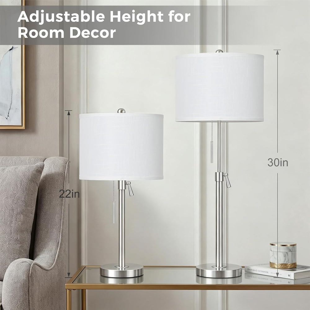 Qingmiao Table Lamps Set of 2, 22" to 30" Adjustable Nightstand Lam...