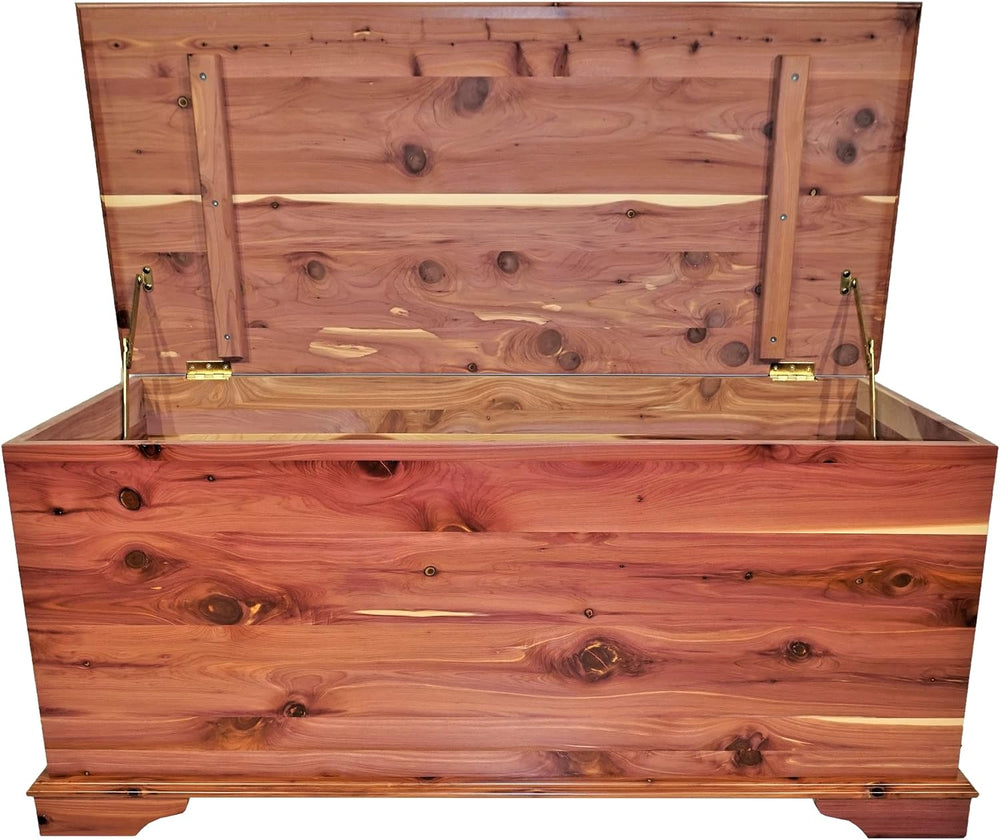 DutchCrafters Rustic Solid Wood Natural Wooden Cedar Chest, Aromatic Cedar Sc...
