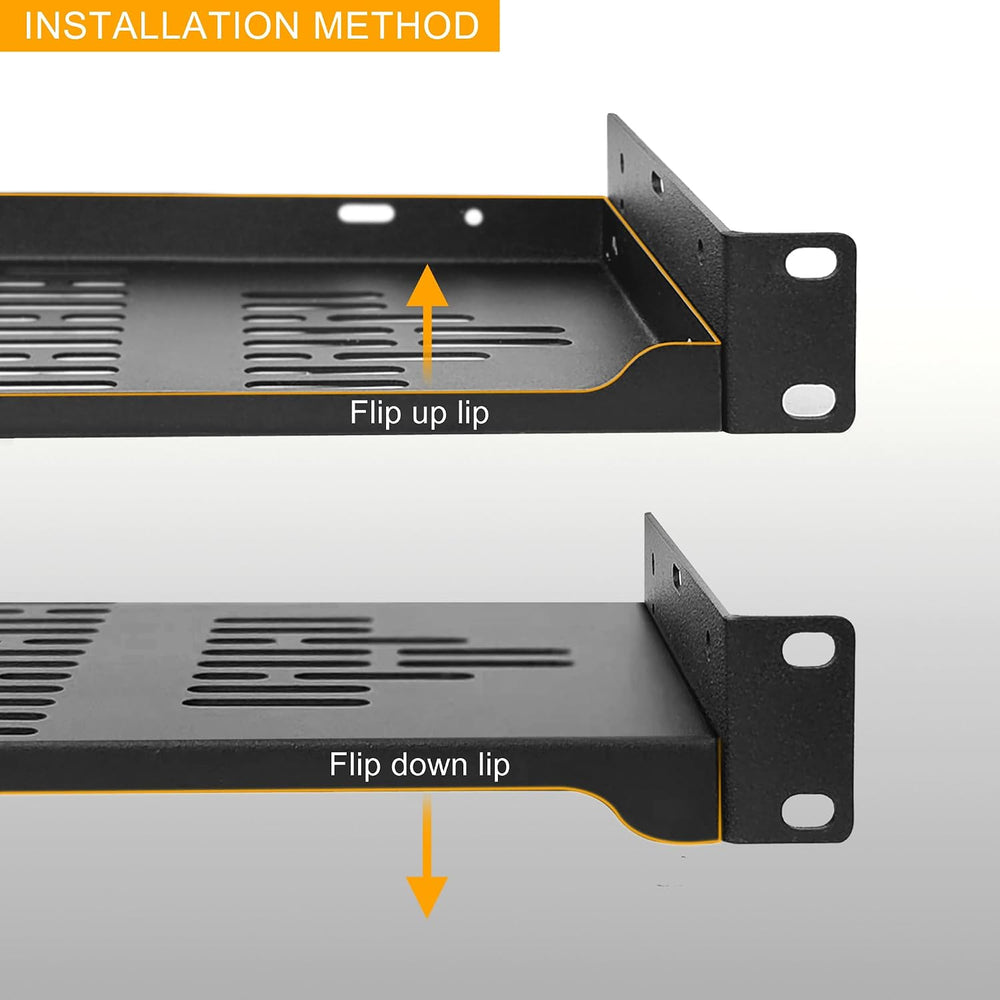 RIVECO 2-Pack 6" 1U Vented Rack Shelf for 19" Server IT Sound Cabinets