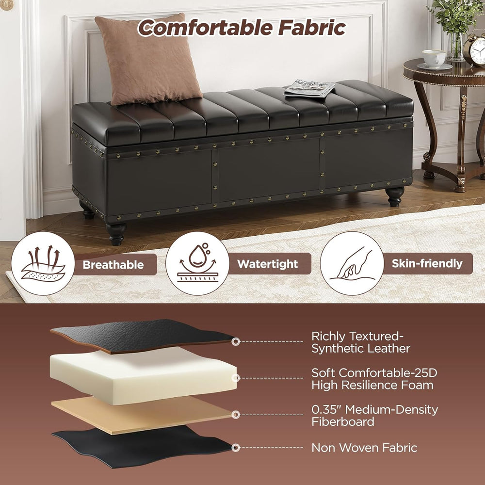Maupvit Storage Ottoman Bench, Faux Leather Ottoman with Storage, Bench for B...