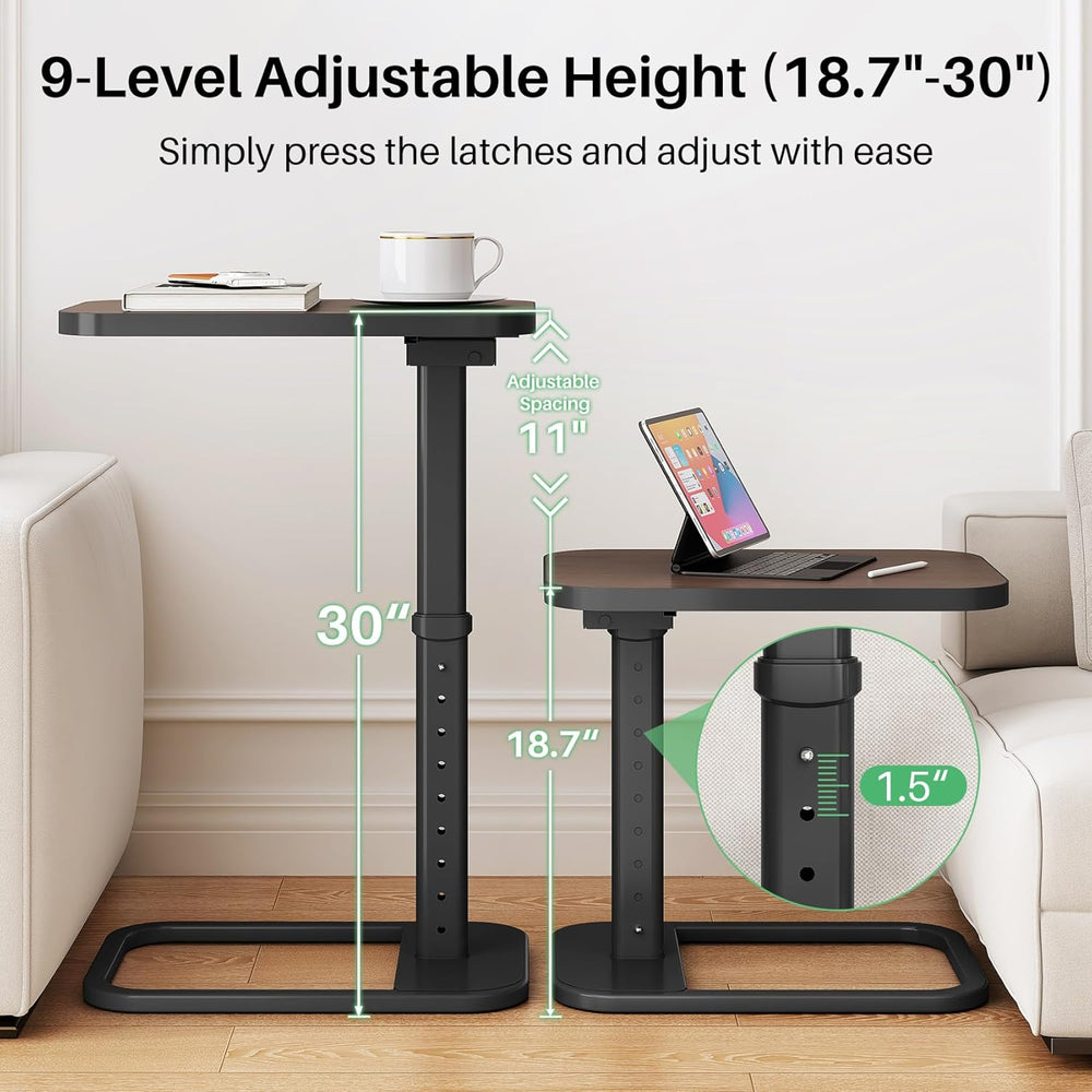 Kitstorack TV Tray Table, Adjustable Height & Rounded Metal Corners, Snac...