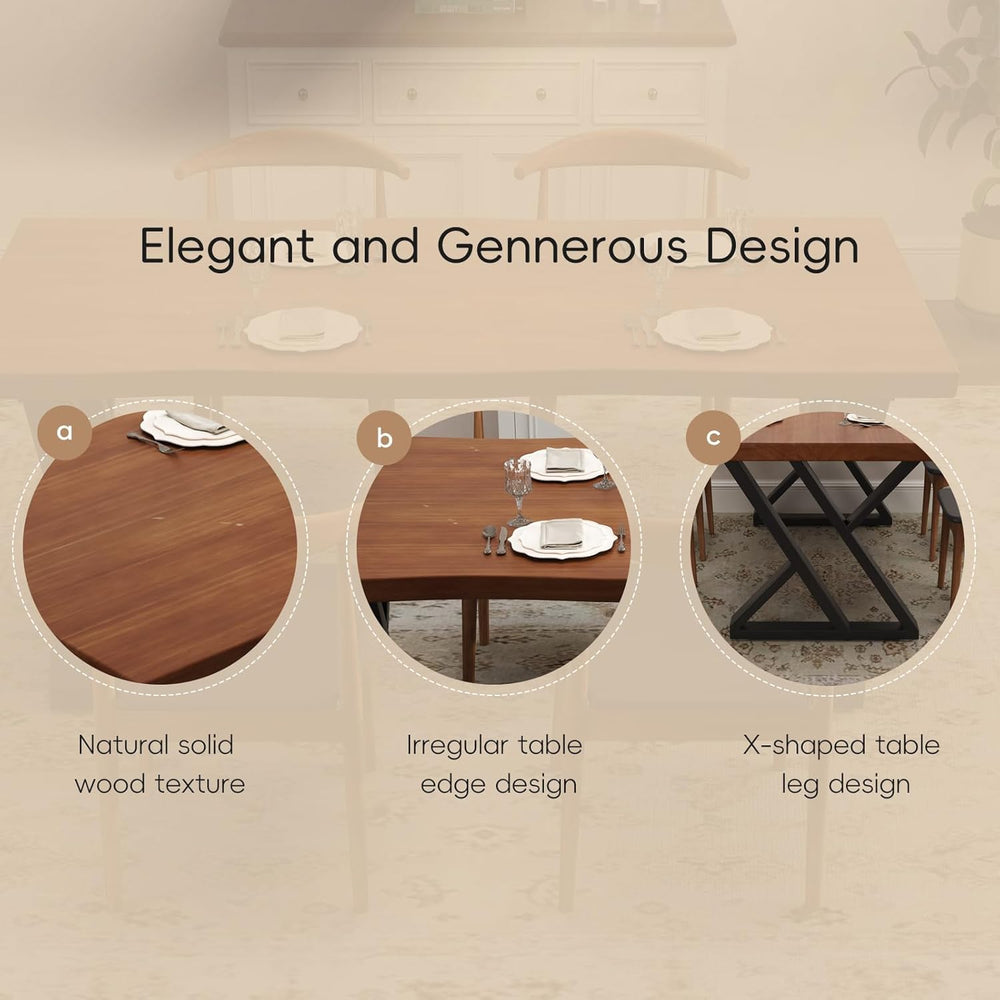 tiedingding 47" Solid Wood Dining Table, Rectangular Kitchen Table with ...