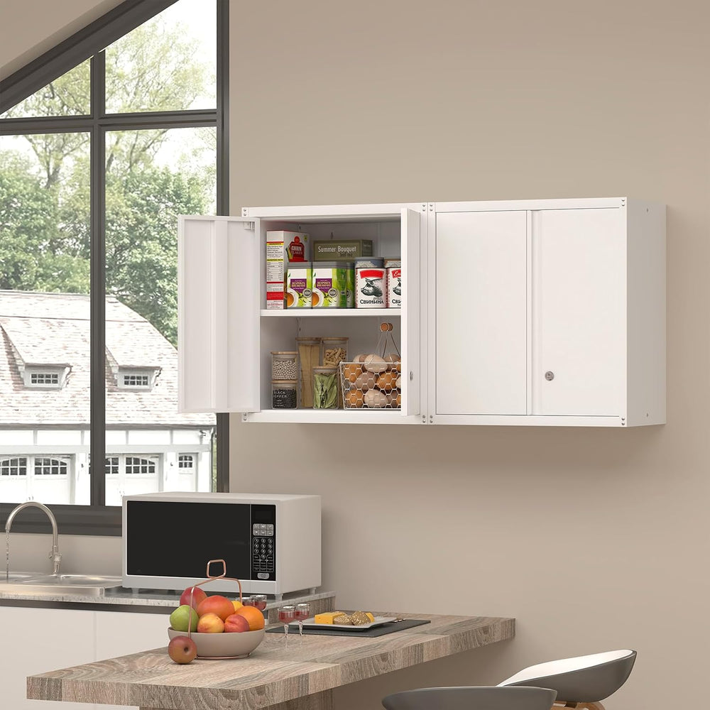 IRONFFICE Wall Cabinet,Metal Wall Cabinet for Garage with Lock,Metal Locking ...