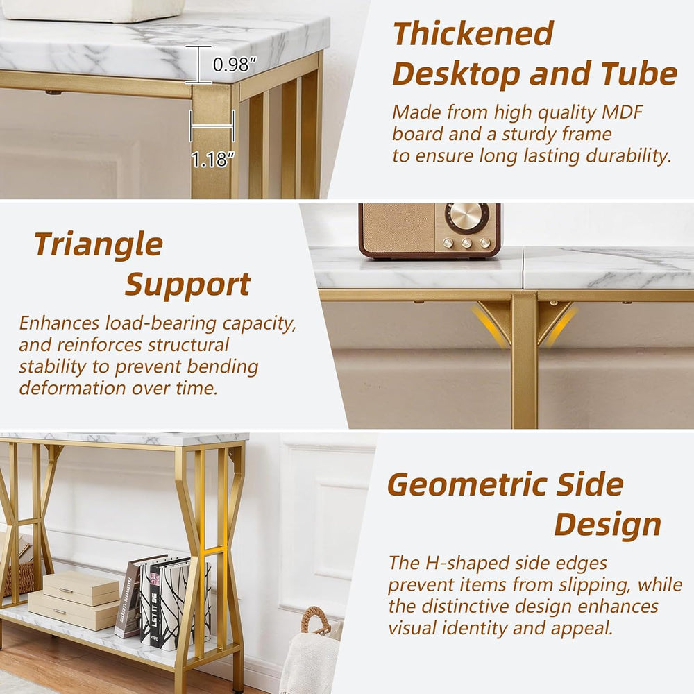 HOMISSUE Sofa Console Table, 63" Extra Long Sofa Table with 2-Tier Stora...