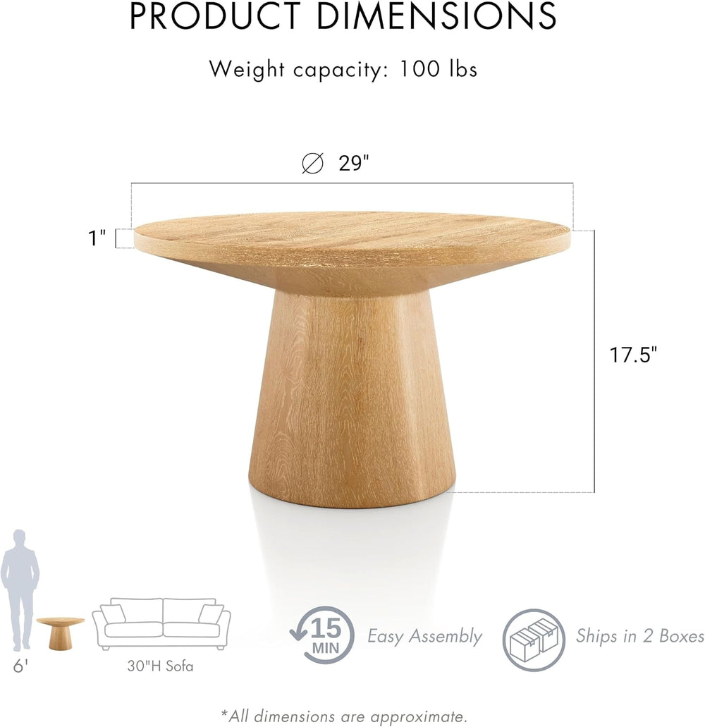 Furniture of America Lestara Modern Solid Wood 3-Piece Brown Round Coffee Tab...