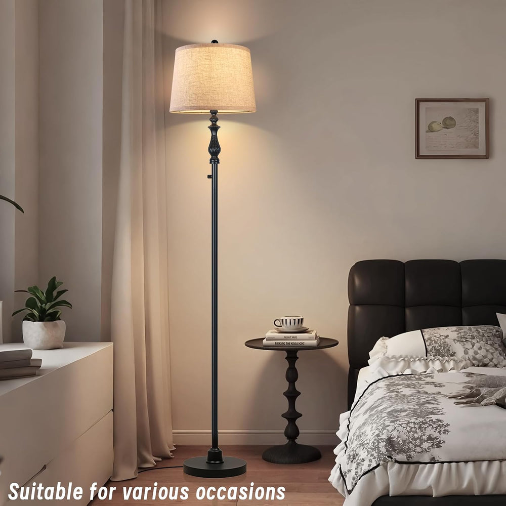 Vintage Black Floor Lamps for Living Room, 66" Tall Standing Lamp with R...