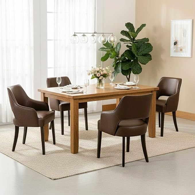 PU Leather Dining Chairs Set of 6 Upholstered Farmhouse Kitchen Chair Side Ch...