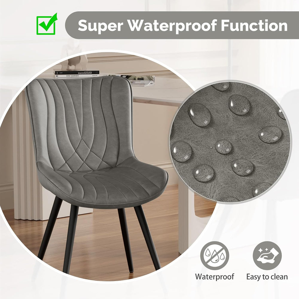 Dining Chair Set of 4 PU Leather Dining Room Chairs Upholstered Comfy Dining ...
