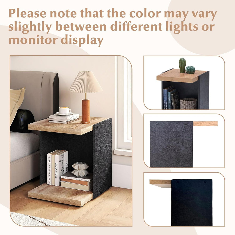 Giantex Modern End Table Set of 2, 2-Tier Sofa Side Table with Open Storage S...