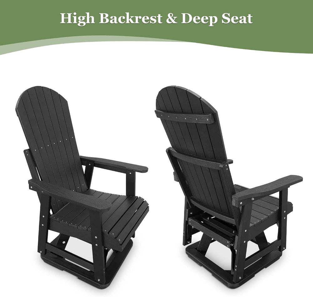 HIPS Swivel Patio Glider, Poly Lumber Weather Resistant Outdoor Chair, for Pa...