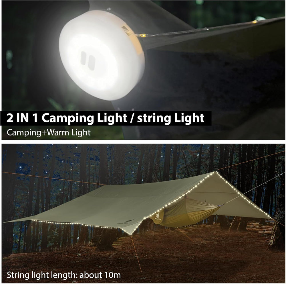 GEERTOP Portable Large 17 x 10 ft Waterproof Backpacking Tarp with10M LED Str...