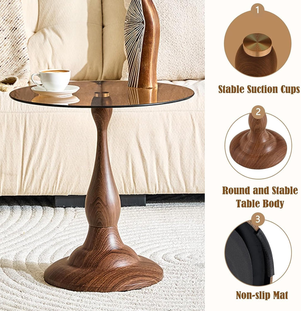 Round Side Table,Round Coffee Table, Small End Tables with Round Metal Frame,...
