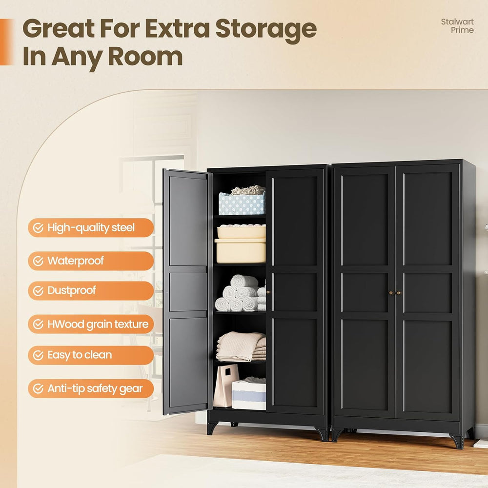 Yizosh Metal Pantry Cabinet, 75" Kitchen Pantry with 2 Door and 4 Adjust...