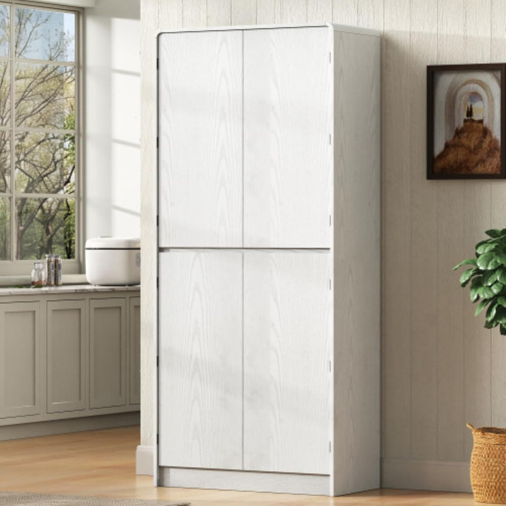72" Kitchen Pantry Storage Cabinet with Doors and Shelves, Wood Farmhous...