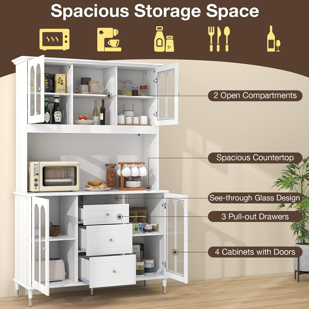 LOKO 73'' Kitchen Pantry Storage Cabinet, Freestanding Buffet Cabinet...
