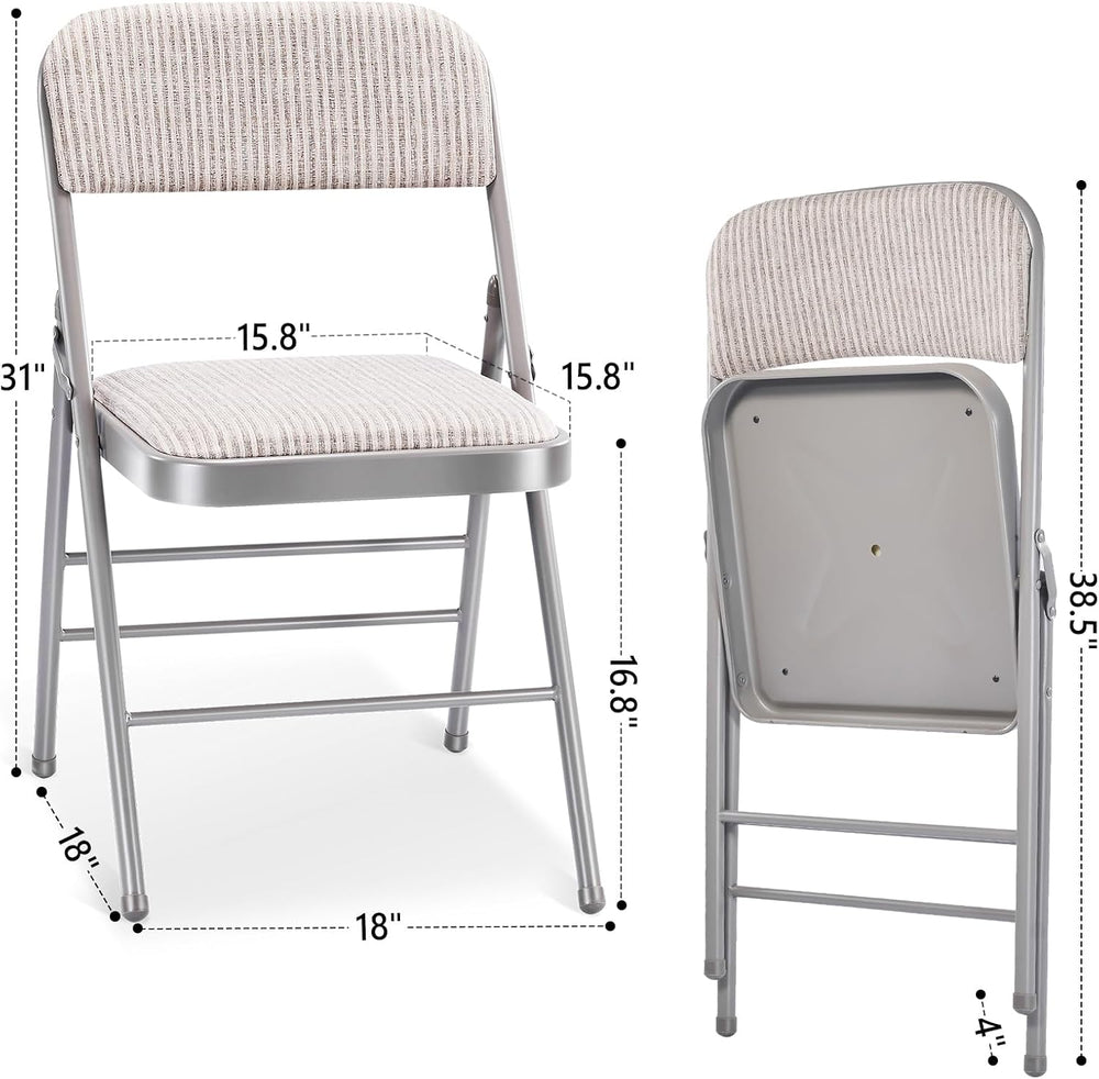 4 Pack Folding Chairs with PU Padded Cushion and Back, Commercial Grade Metal...