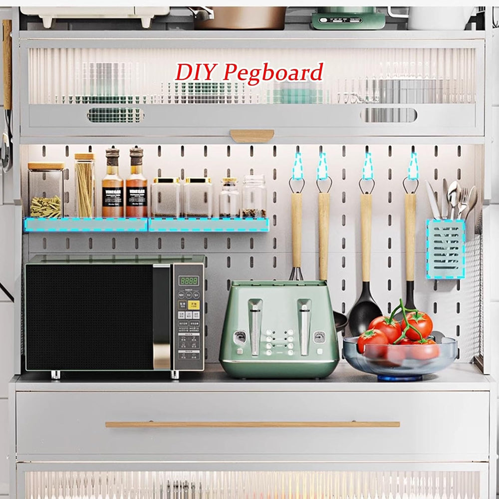JKGHK 5-Tier Bakers Racks with Storage for Kitchens, Microwave Stand on Wheel...
