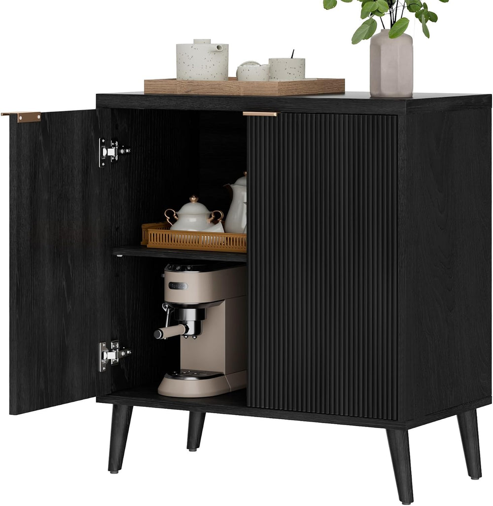 Homleke Buffet Cabinet with Storage, Modern Fluted Accent Sideboard with Door...