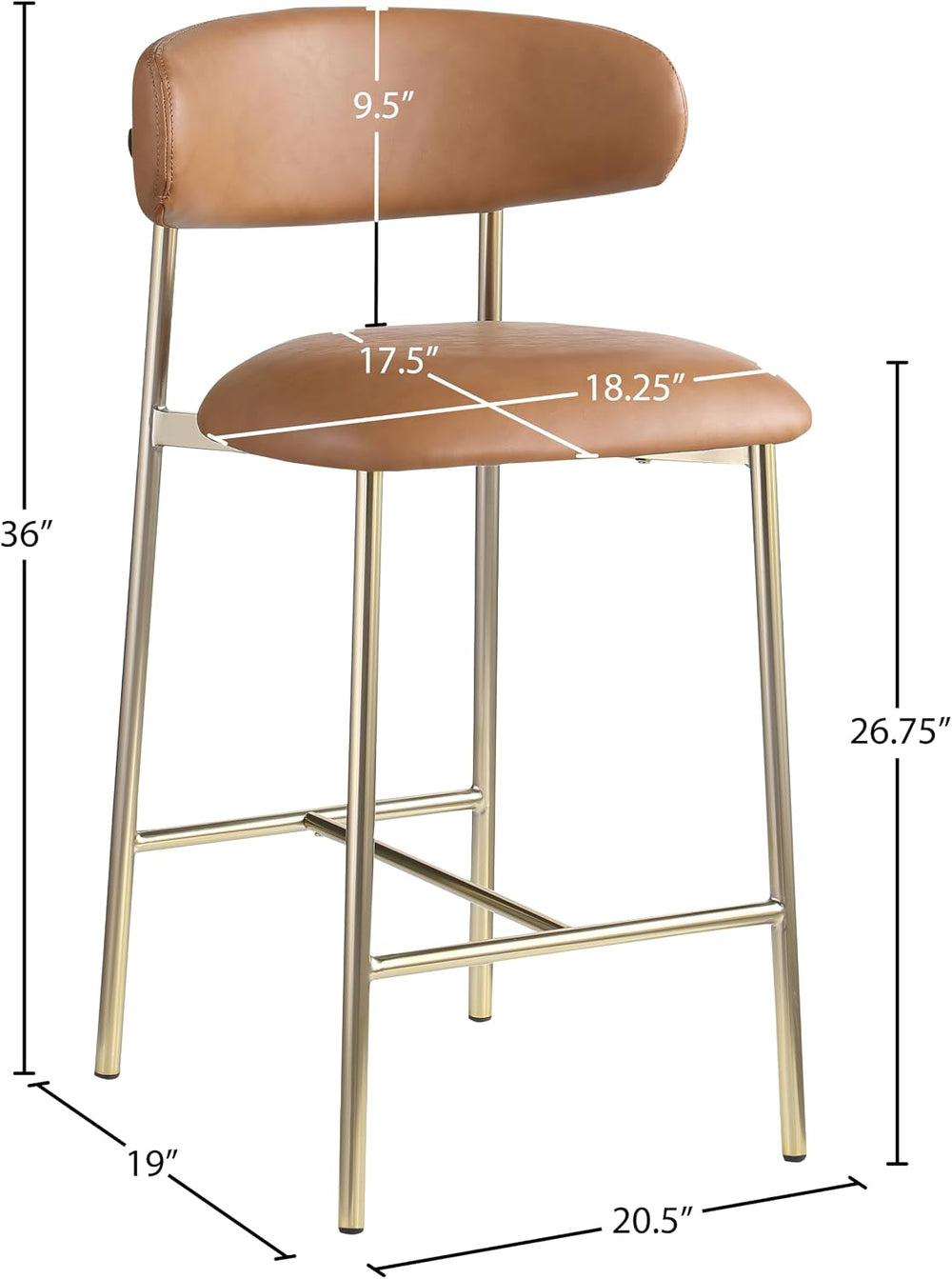 Meridian Furniture 995Cognac-C Lupita Collection Modern | Contemporary Counte...