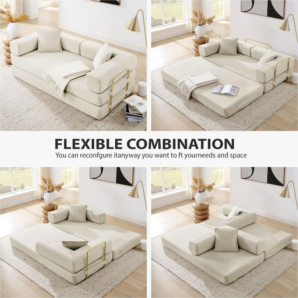 HANXIN 78 Inch Convertible Sleeper Sofa Bed, Folding Floor Mattress Couch wit...