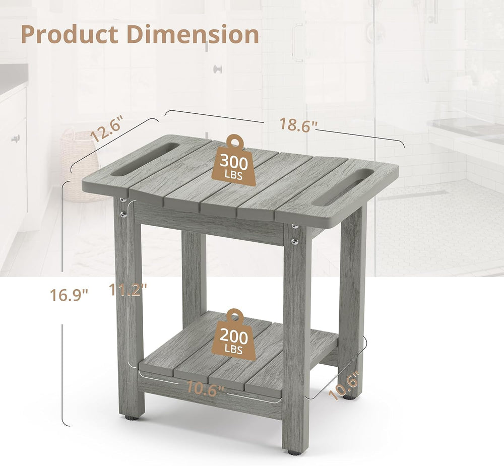LUE BONA HDPS Shower Benches for Inside Shower, Gray Shower Stool for Shaving...