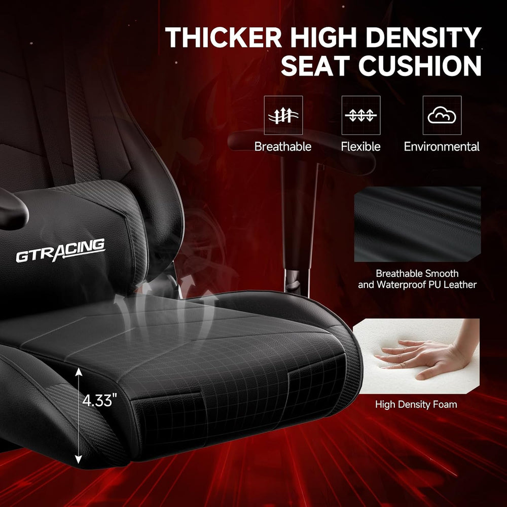 GTRACING Gaming Chair with Reclining Backrest, Adjustable Height and Swivel B...