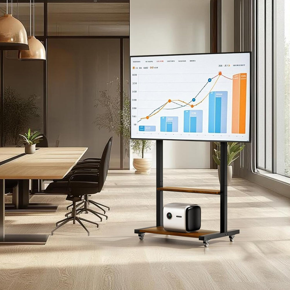 Mobile TV Stand for 40-100 Inch TVs, Max VESA 800x600mm, Walnut | Height Adju...