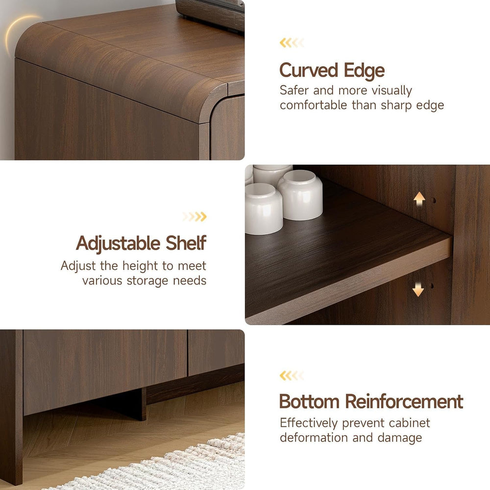 ONBRILL 60" Sideboard Buffet Cabinet with Storage, Curved Design Farmhou...