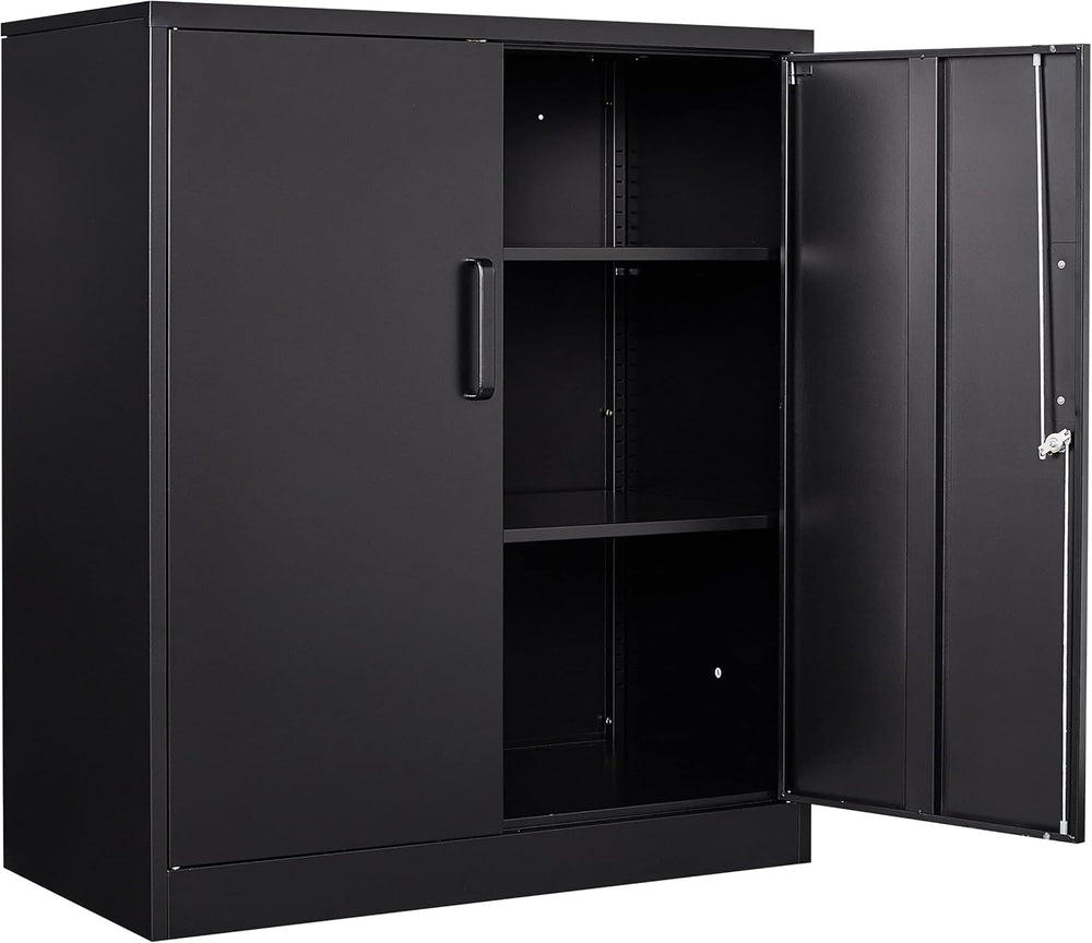 SISESOL Metal Storage Cabinet Locked Steel Cabinet with 2 Adjustable Shelves,...