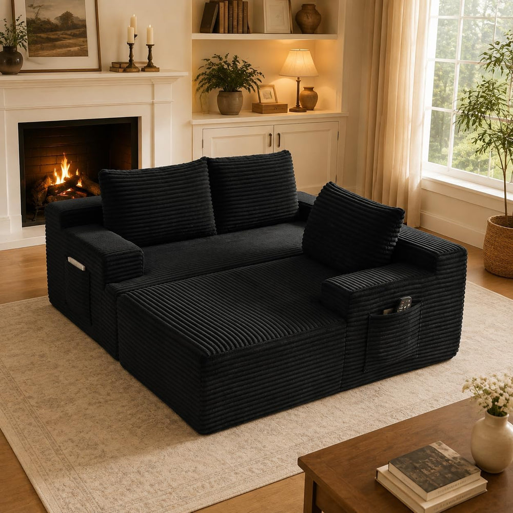 96" Sectional Sofa Cloud Couch with Deep Seat, Modern L-Shape Compressed...