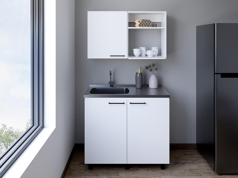 2 Piece Kitchen Set with Wall Cabinet and Utility Sink | Includes stainless s...