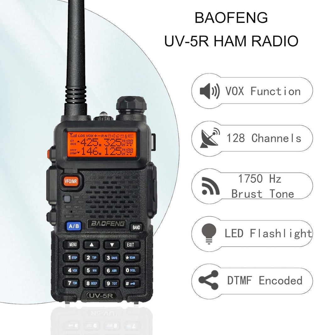 BAOFENG UV-5R Ham Radio Handheld Walkie Talkie Long Range (2 Pack)