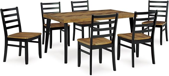 Signature Design by Ashley Blondon Rectangular Dining Room Table Set with 6 C...