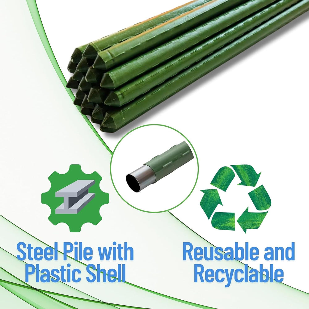 PotatoLife 40'' x 100', Green, Plastic Garden Fence with Stakes, ...